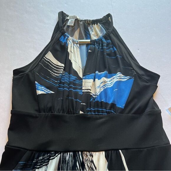 London Style Collection Women's Long Sleeveless Dress Black/Blue/Wht Size XS - Picture 4 of 14